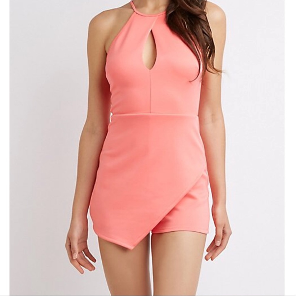 Bib neck cut out romper